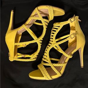 Porella Braided Strap Platform Sandal In Mustard